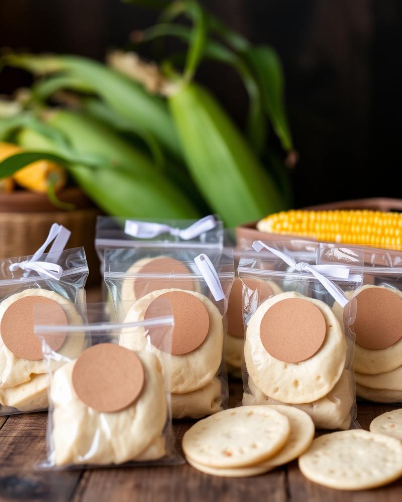 Arepas empacadas con etiqueta redonda de CedeArepas